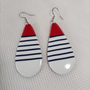 Boucles d’oreilles fantaisies artisanales goutte d’eau style marine