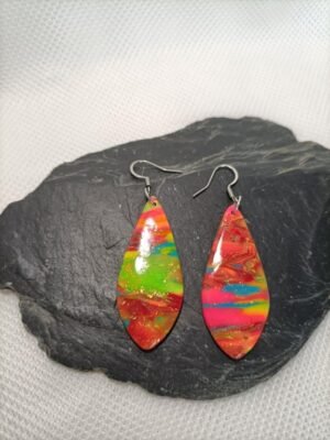 Boucles d'oreilles goutte d'eau fluorescente