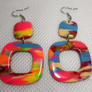 Boucles d’oreilles artisanales fantaisies de créateur chic fluorescente