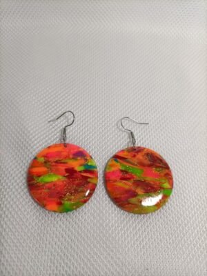 boucle d'oreille fantaisie ronde fluorescente