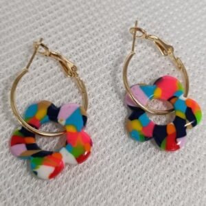 Boucles d’oreilles fantaisies artisanales motif floral