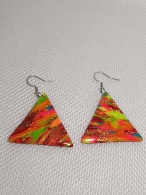 Boucles d'oreilles fantaisie triangle fluorescente