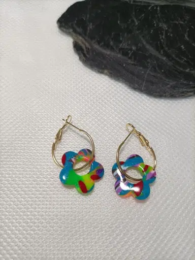 Boucles d'oreilles motif floral fantaisie