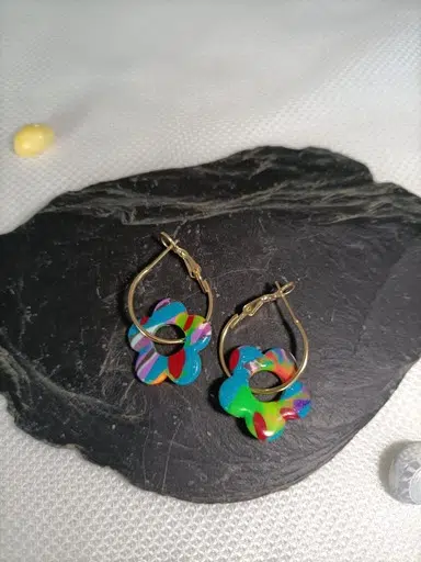 Boucles d'oreilles motif floral fantaisie