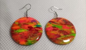 boucle d'oreille fantaisie ronde fluorescente