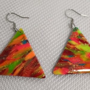 Boucles d’oreilles fantaisies artisanales triangle fluorescente