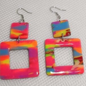 Boucles d’oreilles fantaisies artisanales de créateur fluorescente