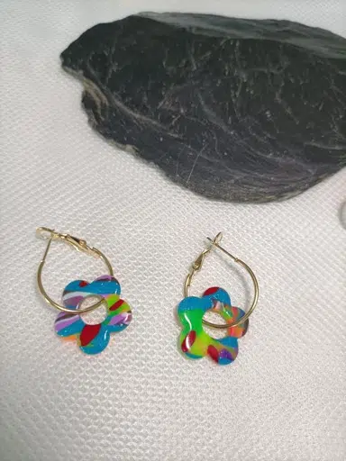 Boucles d'oreilles motif floral fantaisie