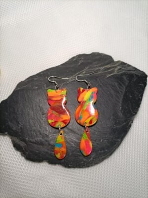 boucles d'oreilles fluorescente miaou