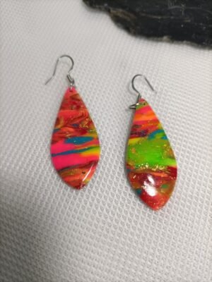 Boucles d'oreilles goutte d'eau fluorescente
