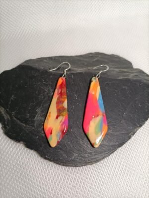 boucles d'oreilles fantaisie goutte d'eau fluorescente