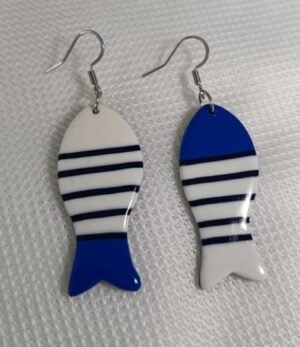 Boucles d'oreilles fantaisie en forme de poisson rayé