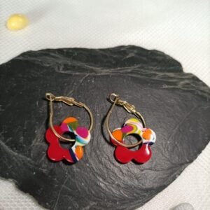 Boucles d’oreilles fantaisies motif fleur artisanal