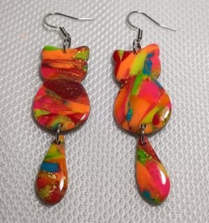 boucles d'oreilles fluorescente miaou