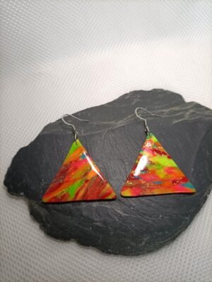 Boucles d'oreilles fantaisie triangle fluorescente