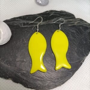Boucles d’oreilles fantaisies artisanales poisson jaune