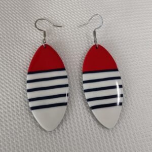 Boucles d’oreilles fantaisies artisanales style marine rayé