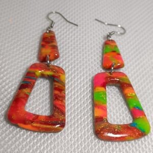 Boucles d’oreilles fantaisies artisanales fluorescente de créateur