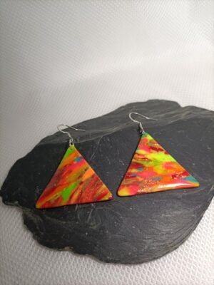 Boucles d'oreilles fantaisie triangle fluorescente