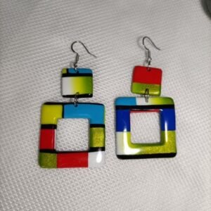 Boucles d’oreilles fantaisies artisanales de créateur inspiration peintre