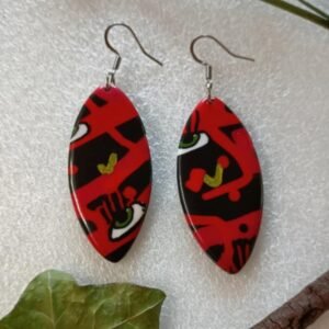 Boucles d’oreilles fantaisies artisanales rouge andalouse