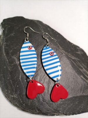 Boucles d'oreilles en forme de poisson rayé fun