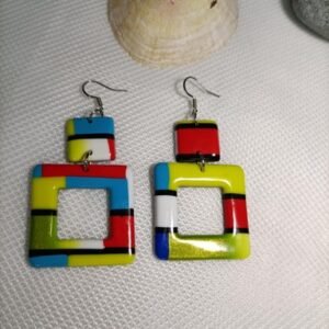 Boucles d’oreilles fantaisies artisanales de créateur inspiration peintre stylé
