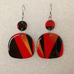 Boucles d&rsquo;oreilles fantaisies artisanales Rouge fusion