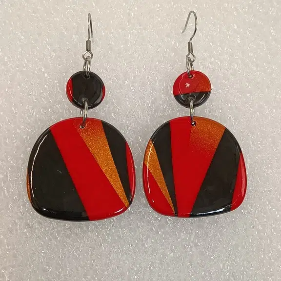 Boucles d'oreilles fantaisies artisanales Rouge fusion